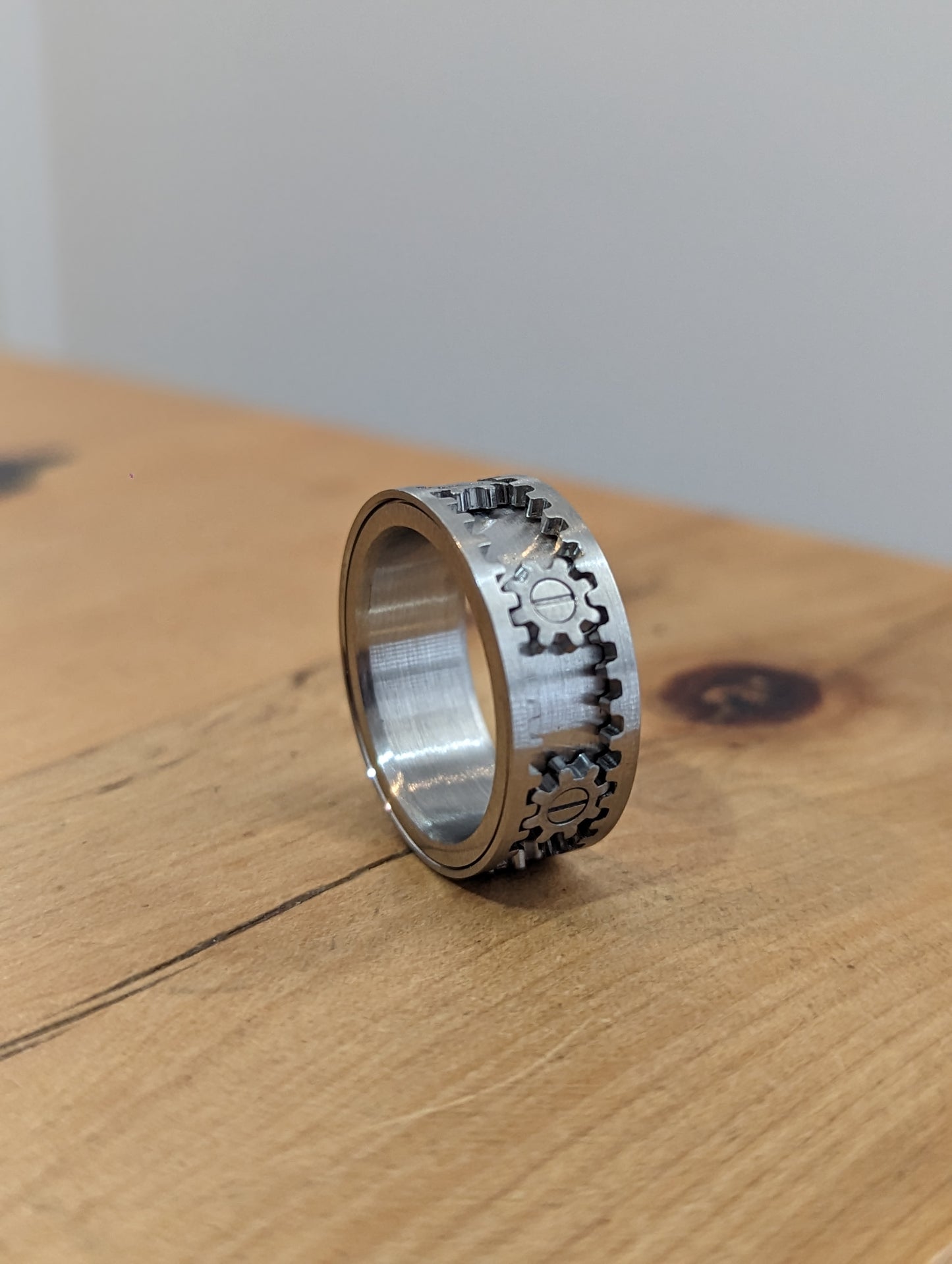 Stainless Steel Cogwheel Fidget Ring