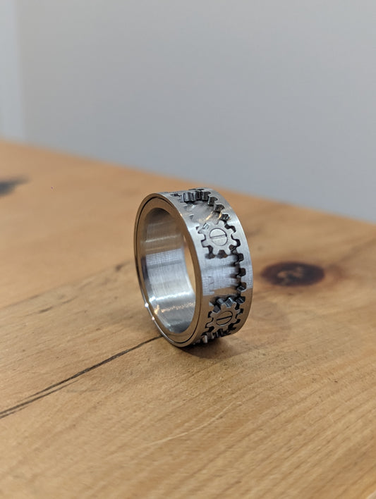 Stainless Steel Cogwheel Fidget Ring