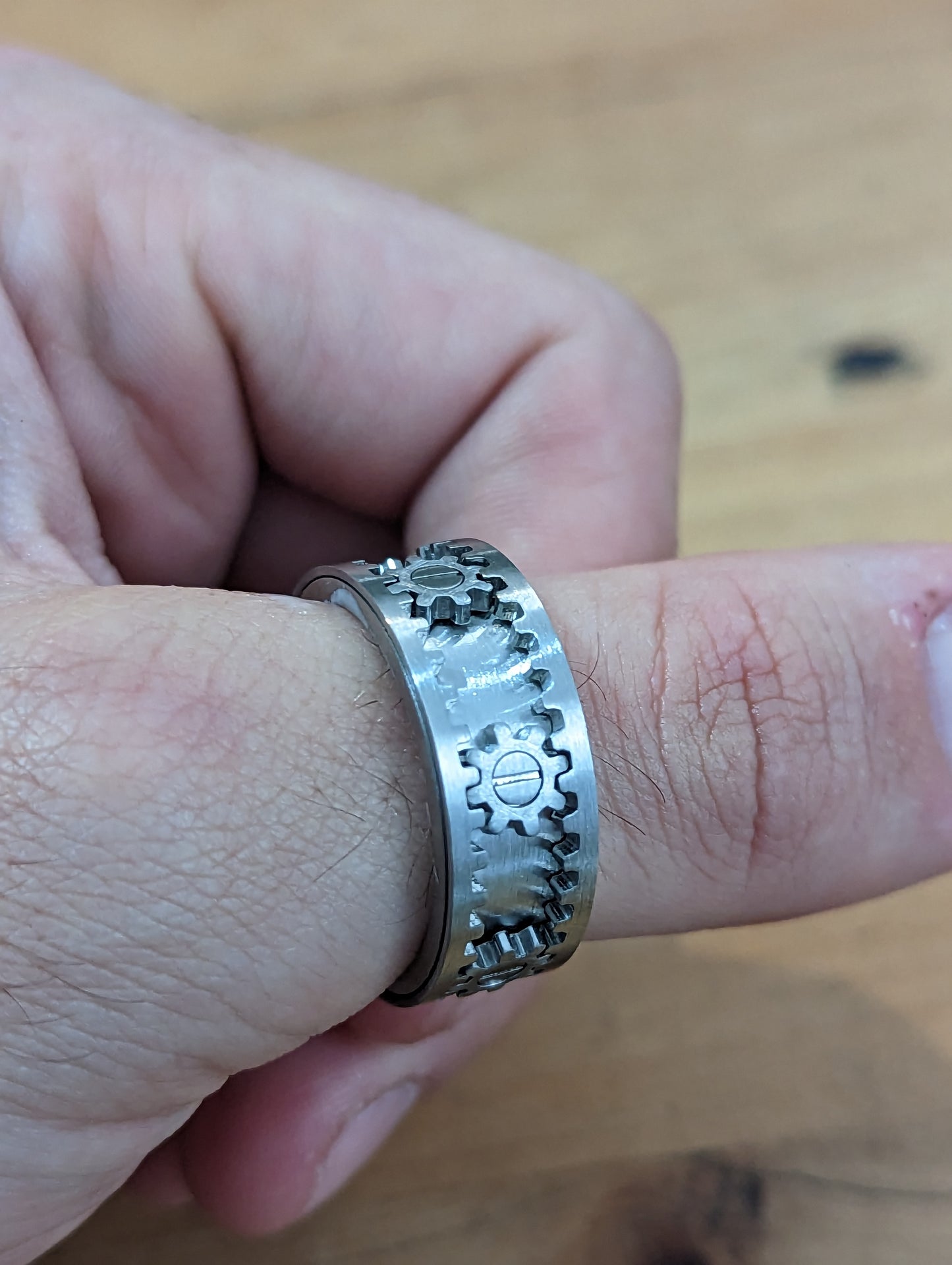 Stainless Steel Cogwheel Fidget Ring